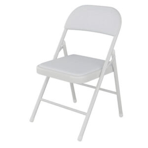 White Metal Folding Chair Cushioned
