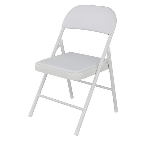 White Metal Folding Chair Cushioned